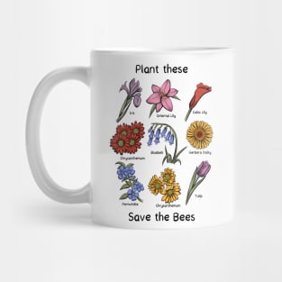 Plant These Save the Bees Botanical Vintage Floral Botanists Mug